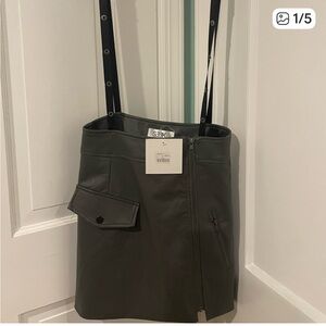 $140 Coachella Inspired Faux Leather Skirt with Suspenders. Size S. NWT.